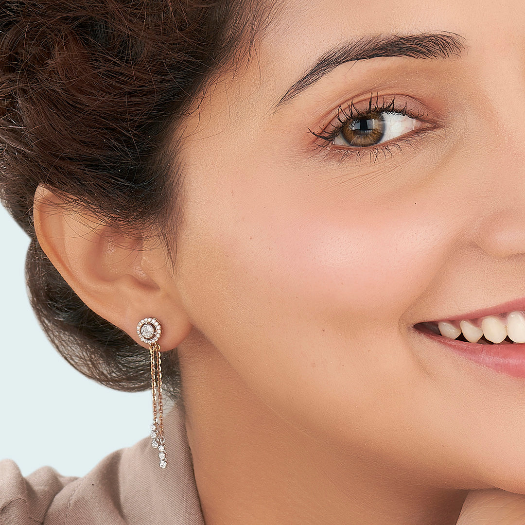 Ribbon Glow Diamond & Gold Drops & Danglers Earrings for Women