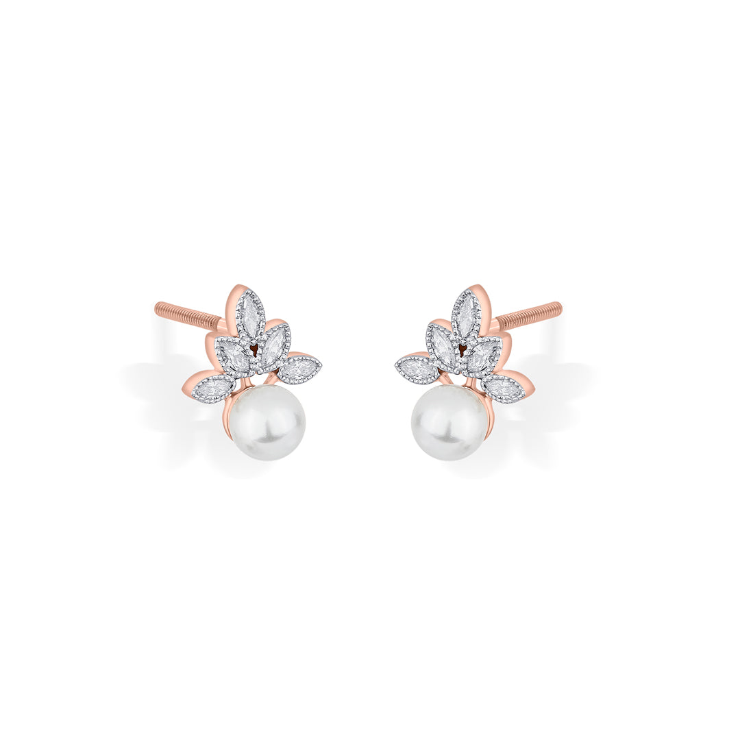 Opal Dew Diamond & Gold Stud Earrings for Women