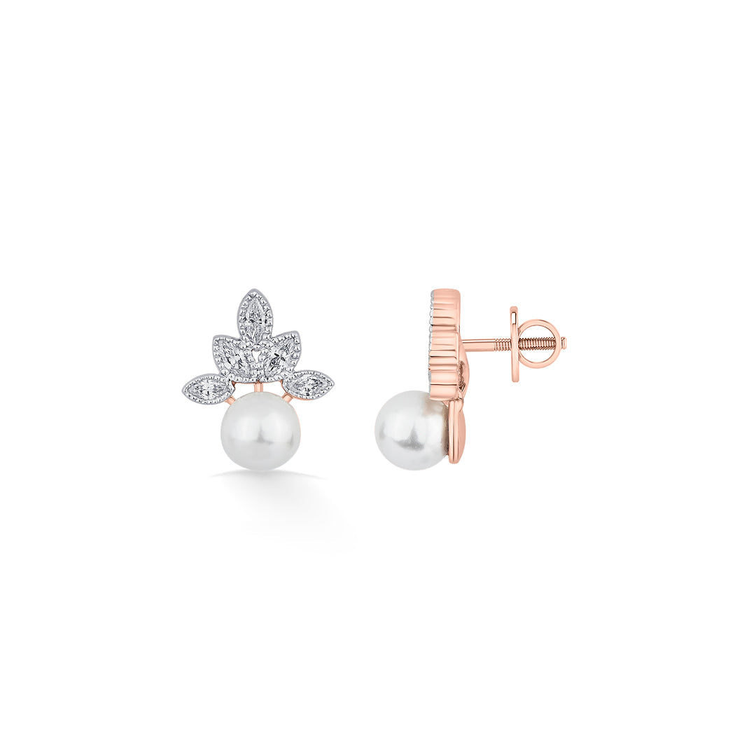 Opal Dew Diamond & Gold Stud Earrings for Women