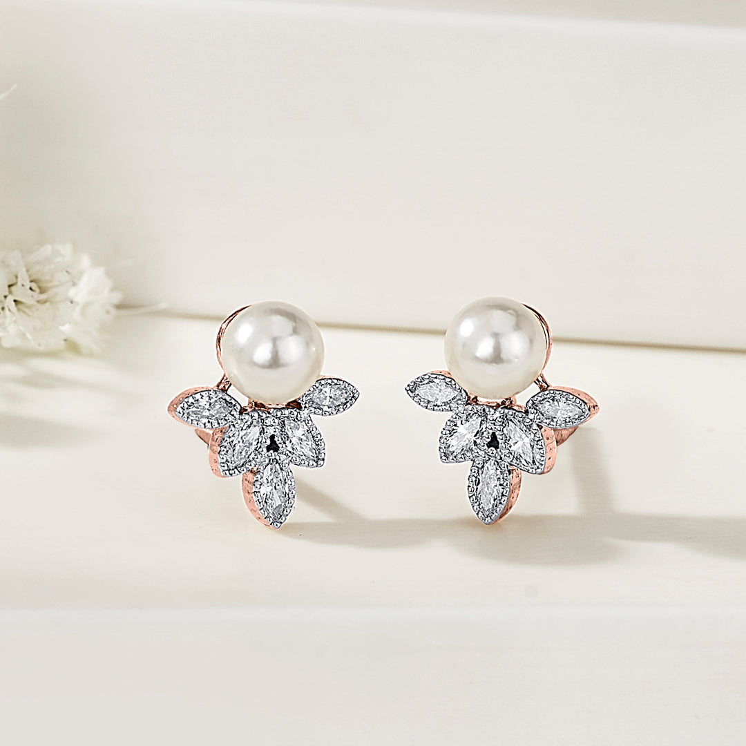 Opal Dew Diamond & Gold Stud Earrings for Women