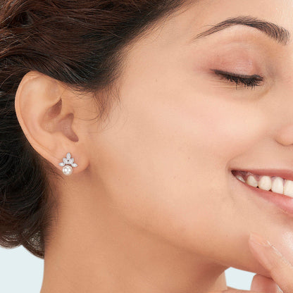 Opal Dew Diamond & Gold Stud Earrings for Women