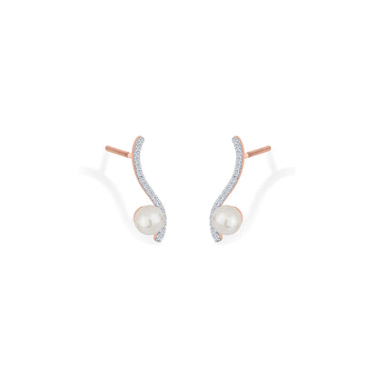 Gentle Spiral Diamond & Gold Stud Earrings for Women