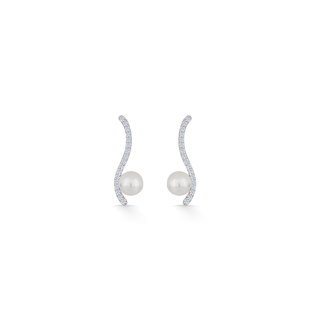 Gentle Spiral Diamond & Gold Stud Earrings for Women