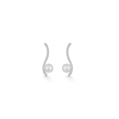 Gentle Spiral Diamond & Gold Stud Earrings for Women