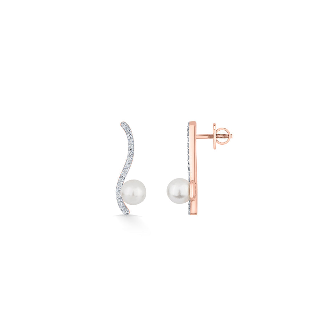 Gentle Spiral Diamond & Gold Stud Earrings for Women