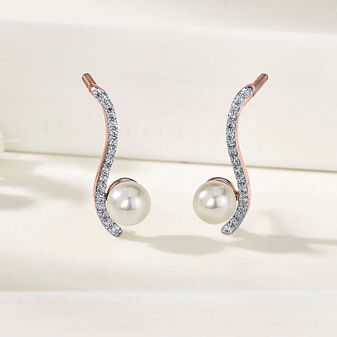 Gentle Spiral Diamond & Gold Stud Earrings for Women