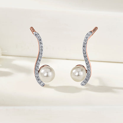 Gentle Spiral Diamond & Gold Stud Earrings for Women