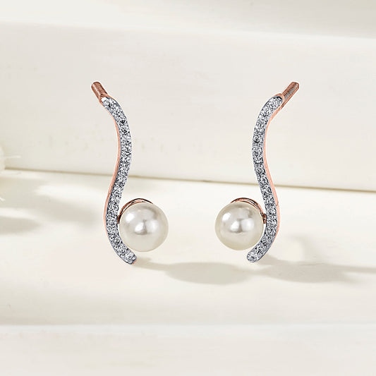 Gentle Spiral Diamond & Gold Stud Earrings for Women