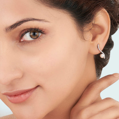 Gentle Spiral Diamond & Gold Stud Earrings for Women