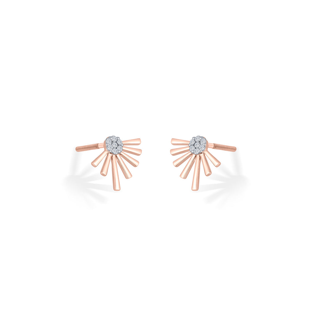 Dawn Rays Diamond & Gold Stud Earrings for Women