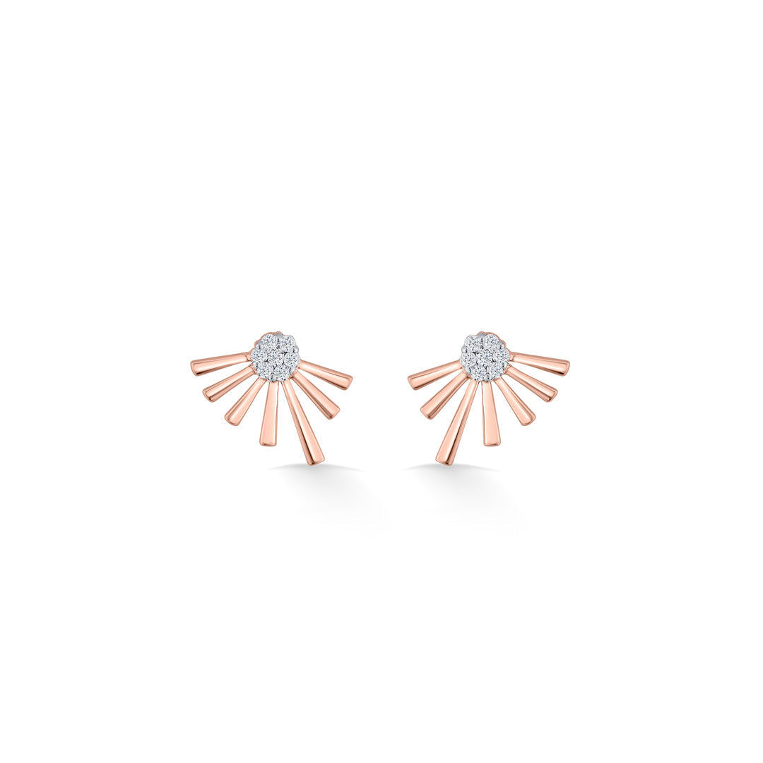 Dawn Rays Diamond & Gold Stud Earrings for Women