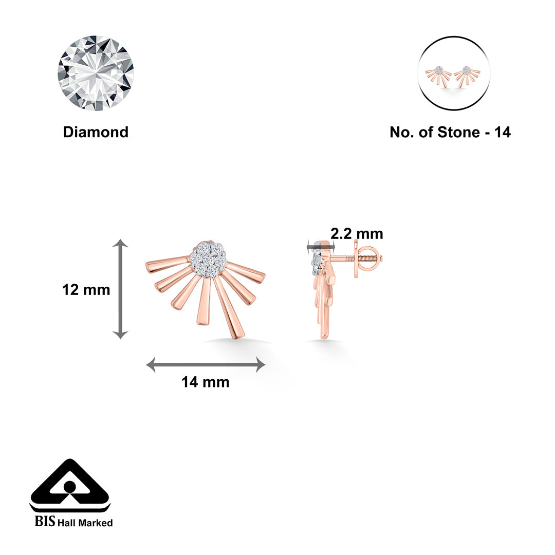 Dawn Rays Diamond & Gold Stud Earrings for Women
