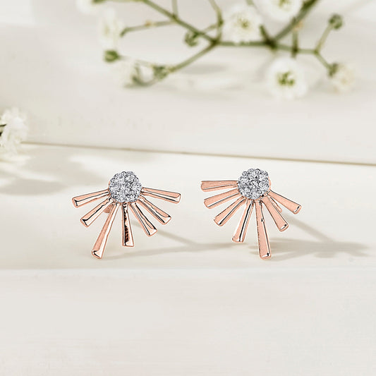 Dawn Rays Diamond & Gold Stud Earrings for Women
