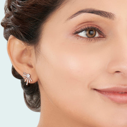 Dawn Rays Diamond & Gold Stud Earrings for Women