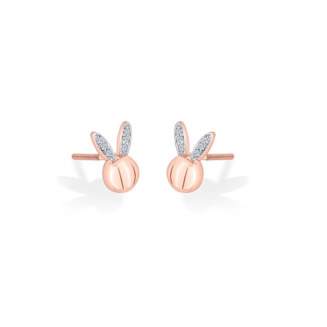 Bunny Joy Diamond & Gold Stud Earrings for Women