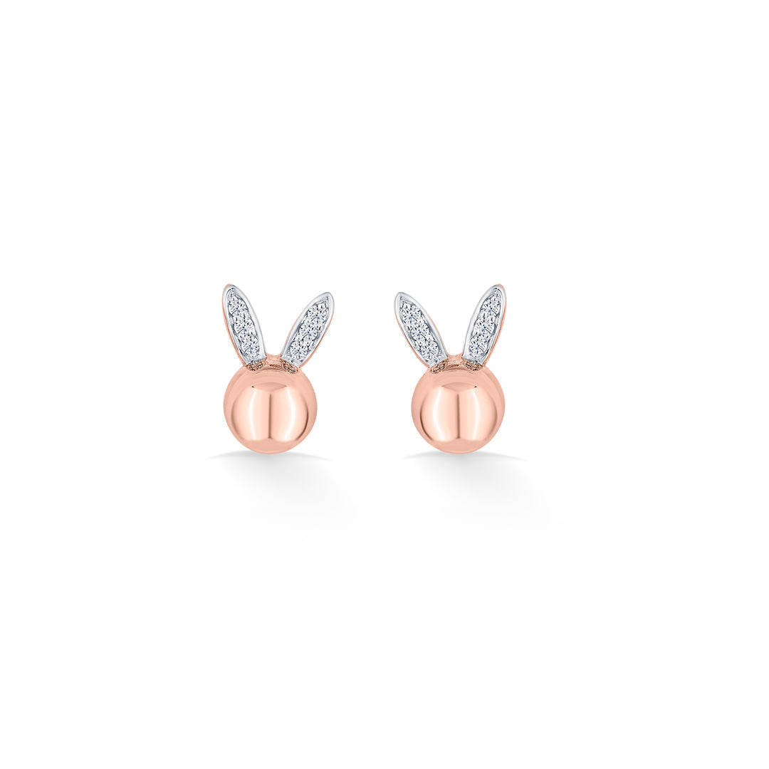 Bunny Joy Diamond & Gold Stud Earrings for Women