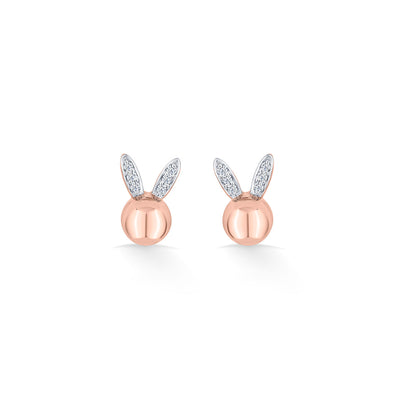 Bunny Joy Diamond & Gold Stud Earrings for Women
