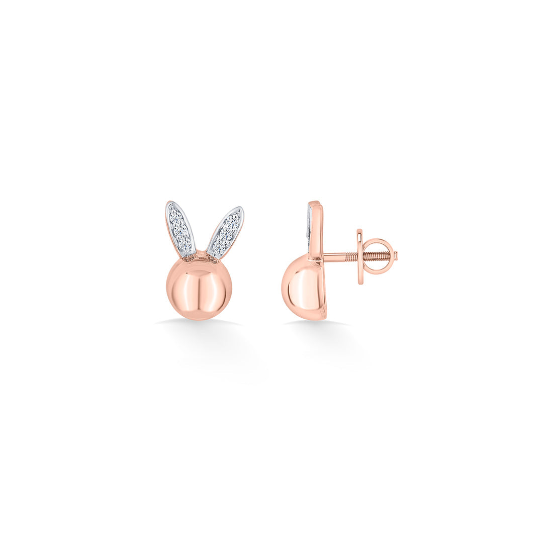 Bunny Joy Diamond & Gold Stud Earrings for Women