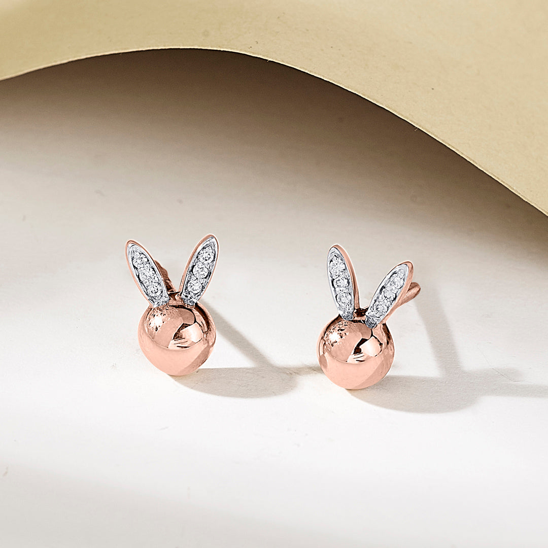 Bunny Joy Diamond & Gold Stud Earrings for Women