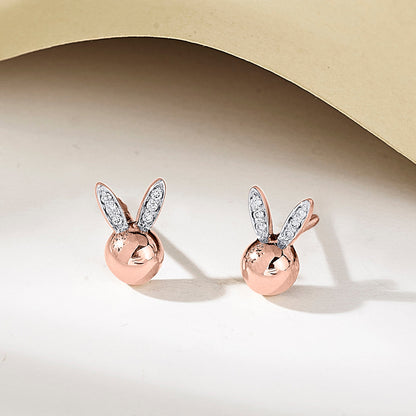 Bunny Joy Diamond & Gold Stud Earrings for Women
