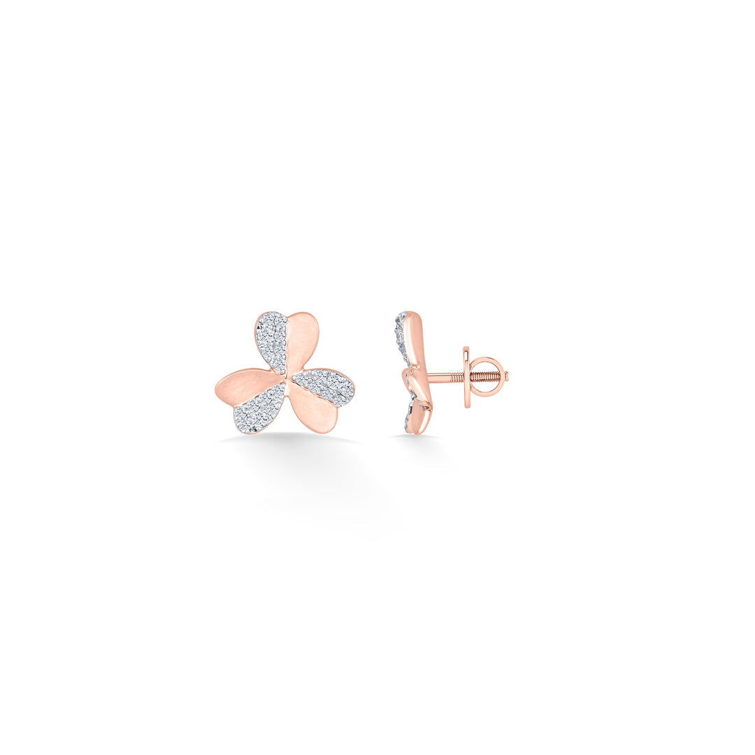 Clover Grace Diamond & Gold Stud Earrings for Women