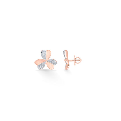 Clover Grace Diamond & Gold Stud Earrings for Women