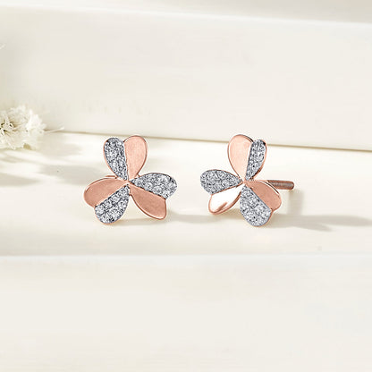Clover Grace Diamond & Gold Stud Earrings for Women