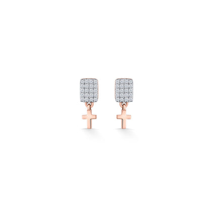 Sacred Cross Diamond & Gold Drops & Danglers Earrings for Women