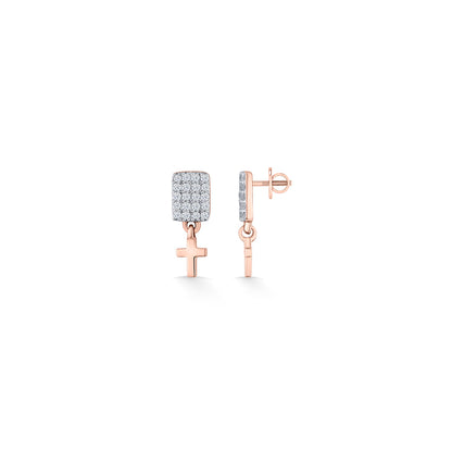 Sacred Cross Diamond & Gold Drops & Danglers Earrings for Women