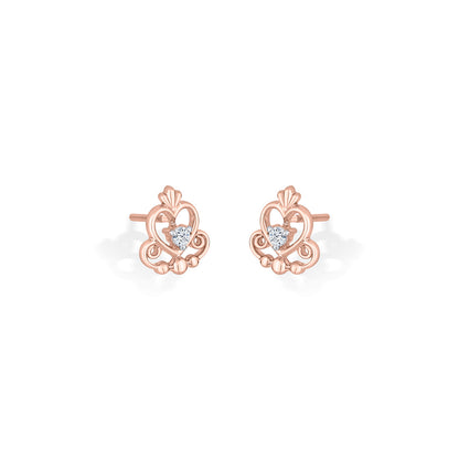 Regal Heart Diamond & Gold Stud Earrings for Women