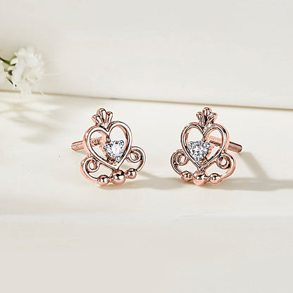 Regal Heart Diamond & Gold Stud Earrings for Women