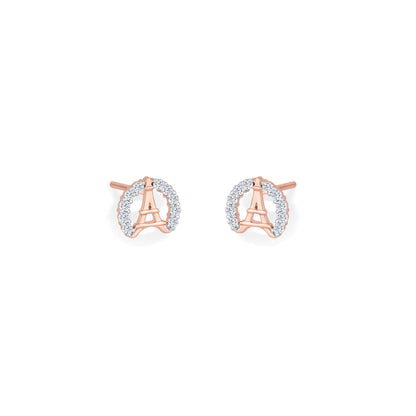 Paris Shine Diamond & Gold Stud Earrings for Women