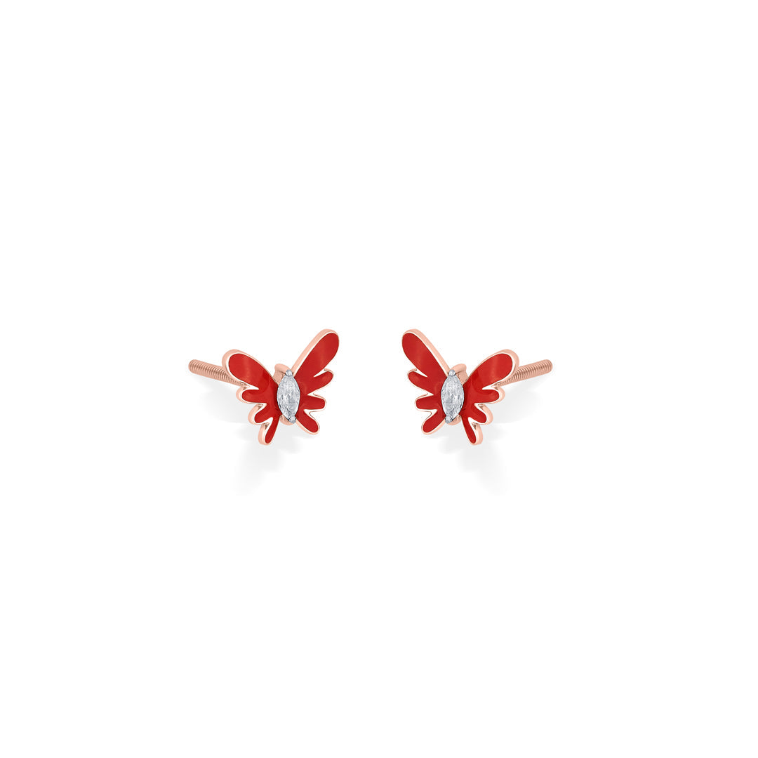 Cherry Bloom Diamond & Gold Stud Earrings for Women