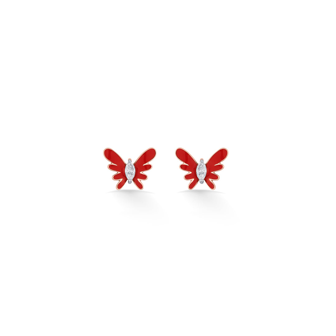 Cherry Bloom Diamond & Gold Stud Earrings for Women