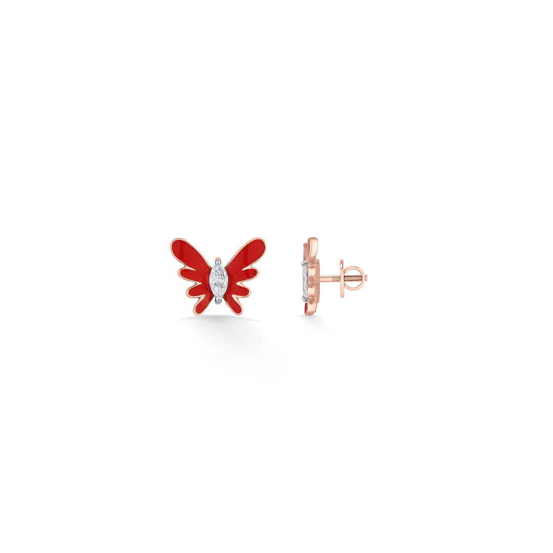 Cherry Bloom Diamond & Gold Stud Earrings for Women