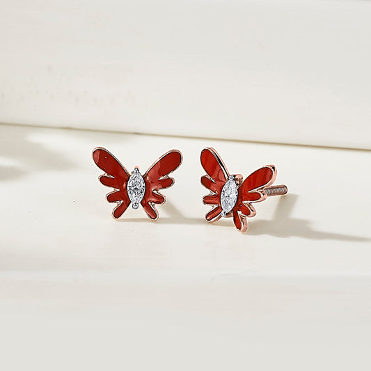 Cherry Bloom Diamond & Gold Stud Earrings for Women