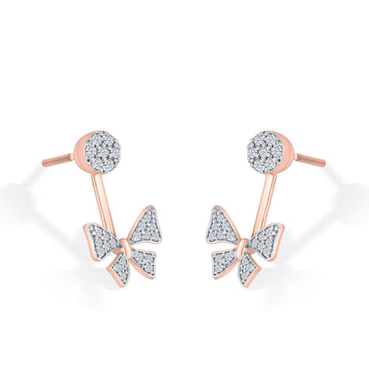 Ribbon Spark Diamond & Gold Stud Earrings for Women