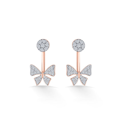 Ribbon Spark Diamond & Gold Stud Earrings for Women