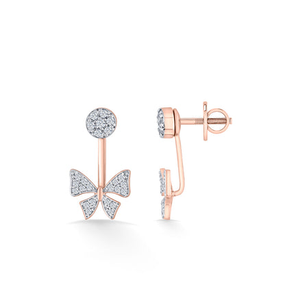Ribbon Spark Diamond & Gold Stud Earrings for Women