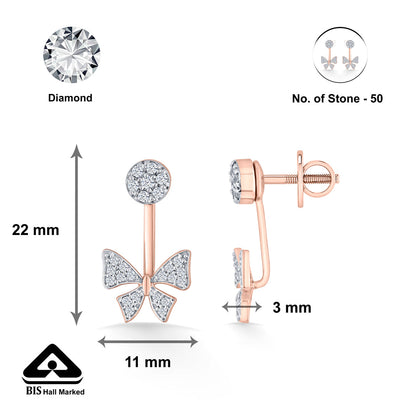 Ribbon Spark Diamond & Gold Stud Earrings for Women