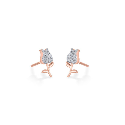 Rosebud Gleam Diamond & Gold Stud Earrings for Women
