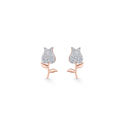 Rosebud Gleam Diamond & Gold Stud Earrings for Women