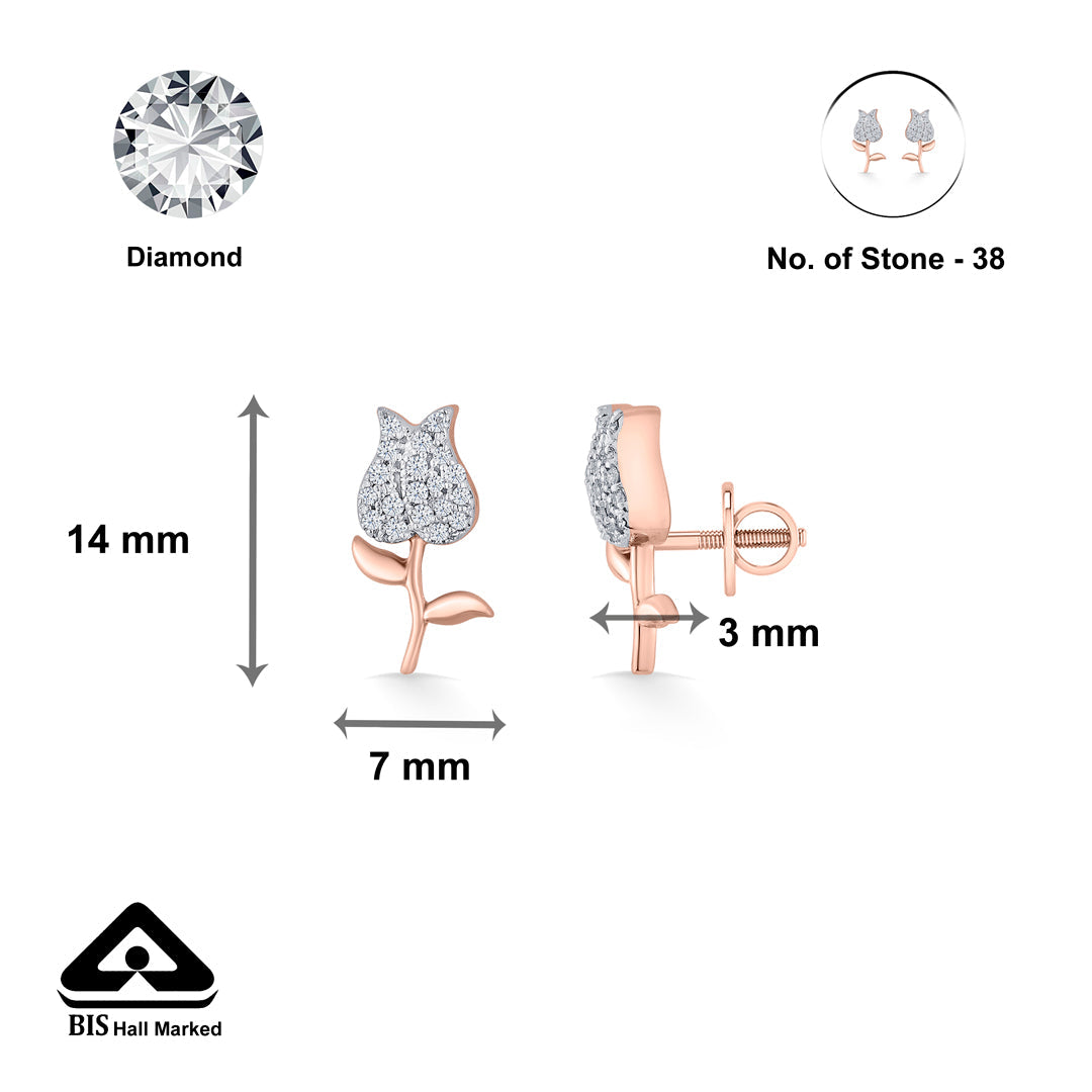 Rosebud Gleam Diamond & Gold Stud Earrings for Women
