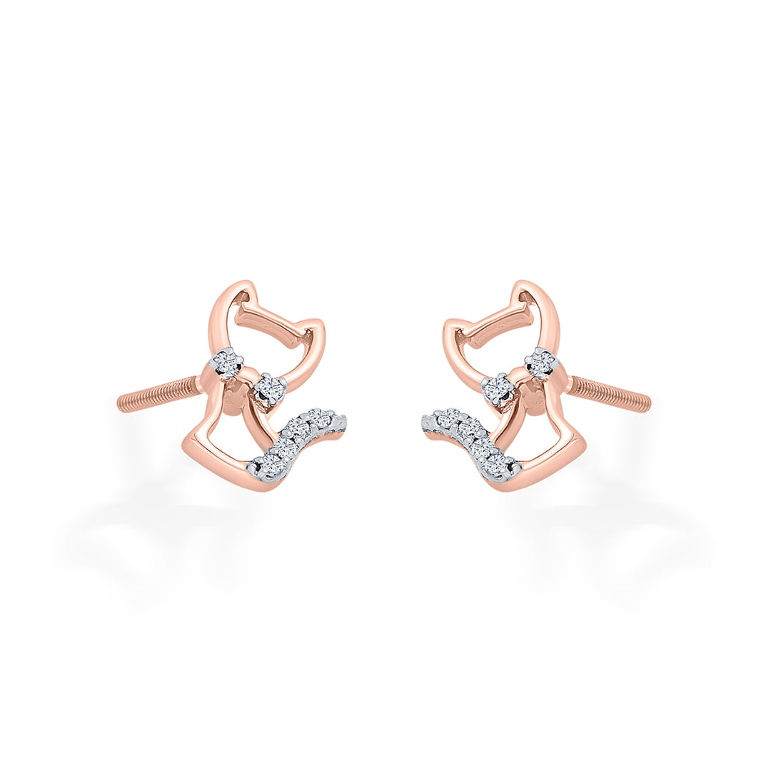 Kitty Spark Diamond & Gold Stud Earrings for Women