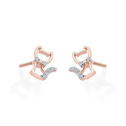 Kitty Spark Diamond & Gold Stud Earrings for Women