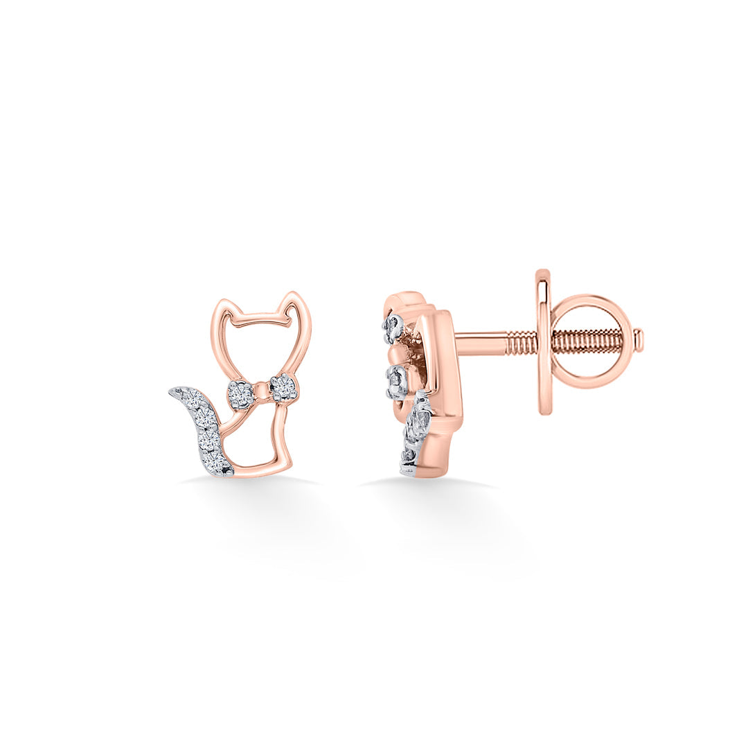 Kitty Spark Diamond & Gold Stud Earrings for Women