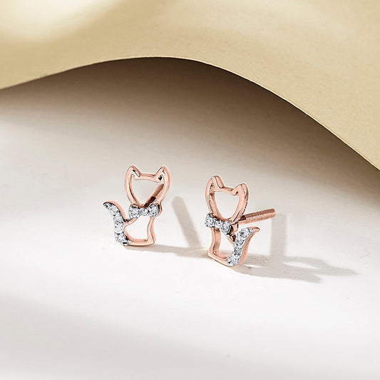 Kitty Spark Diamond & Gold Stud Earrings for Women