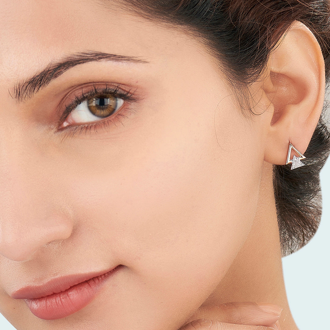 Pyramid Gleam Diamond & Gold Hoops & Huggies Earrings for Women