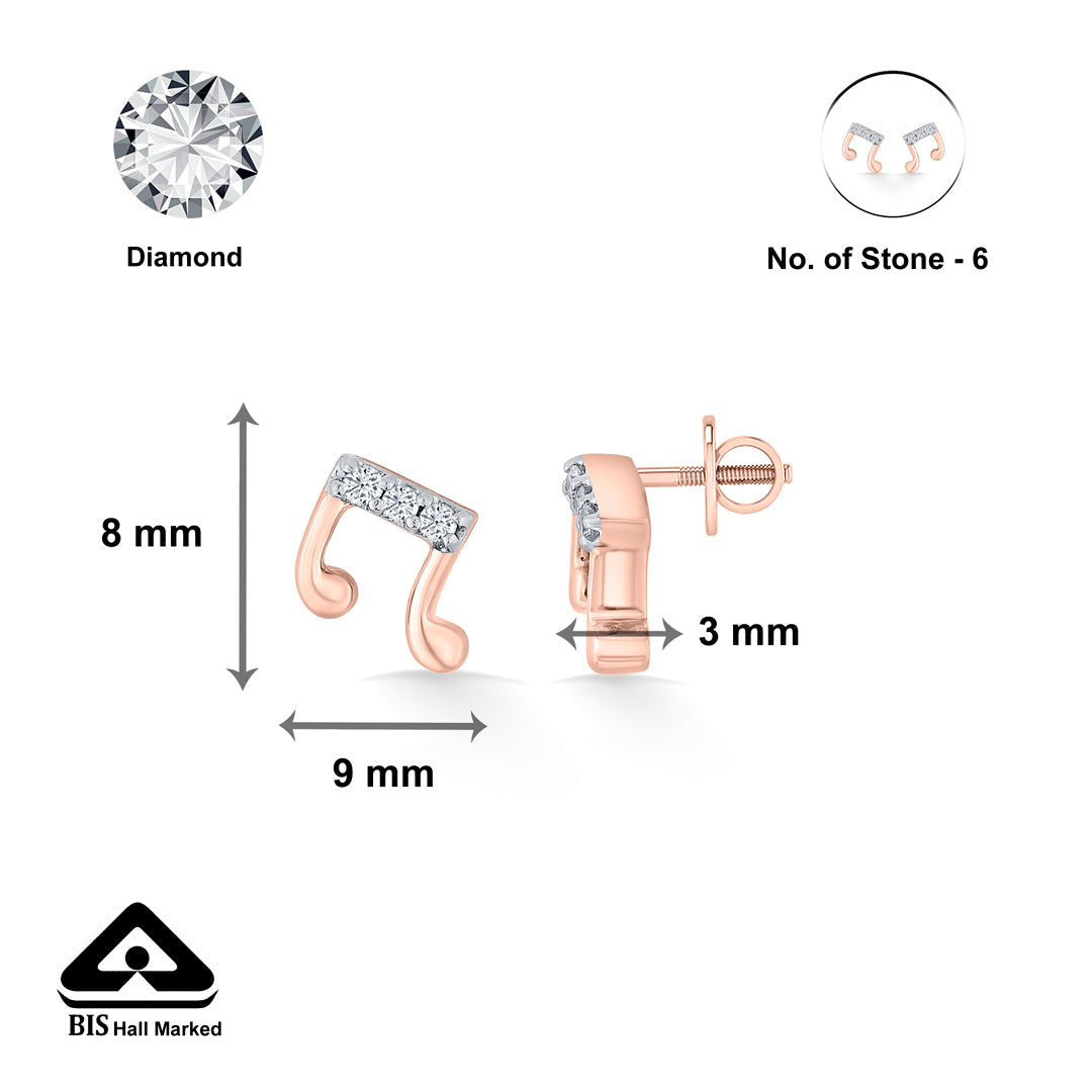 Rhythm Glow Diamond & Gold Stud Earrings for Women