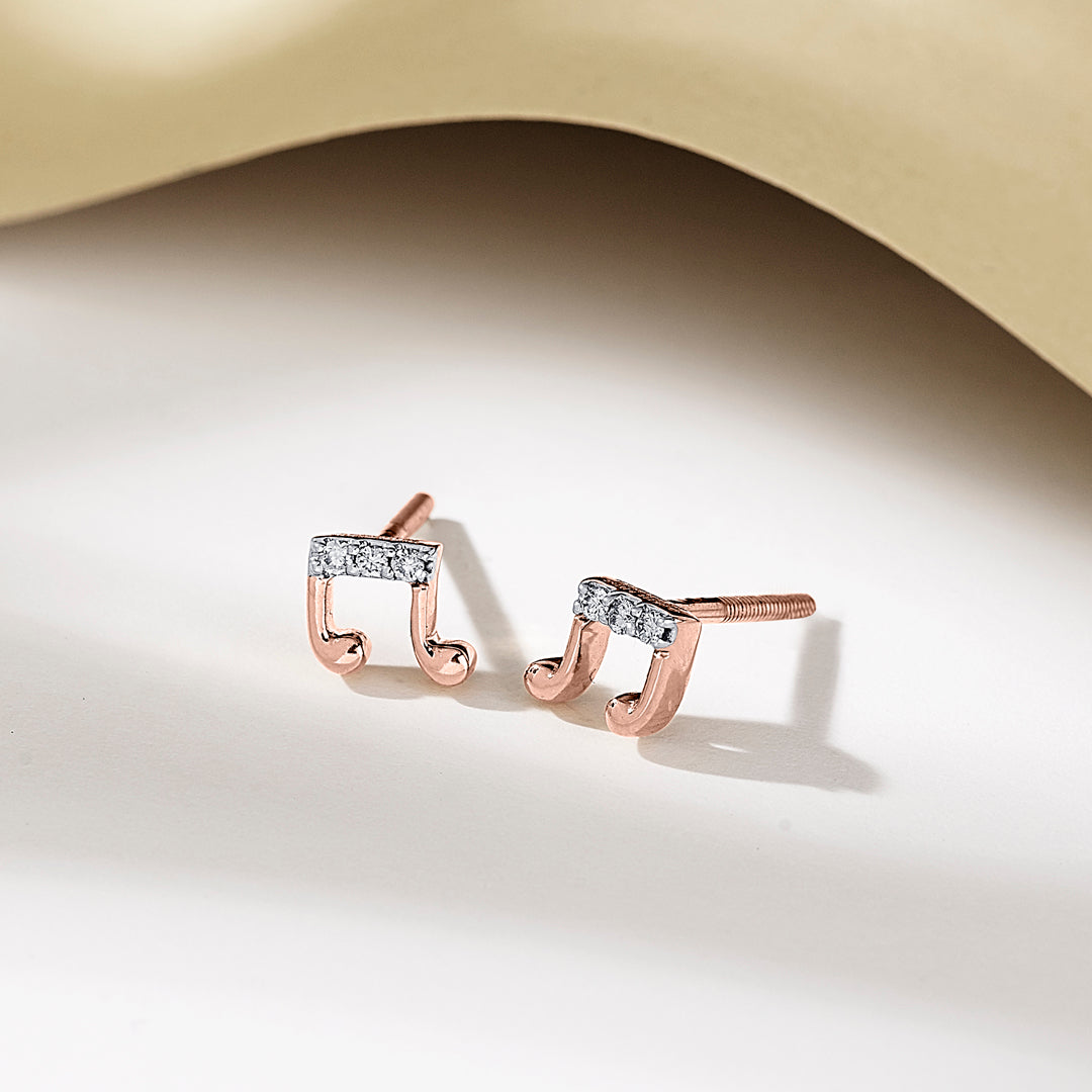 Rhythm Glow Diamond & Gold Stud Earrings for Women